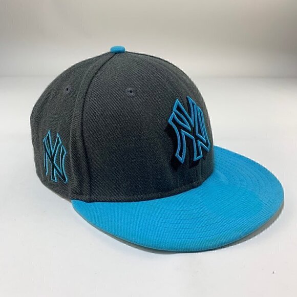 New York Yankees MLB Gray Blue New Era Snapback Hat Mens M/L - Picture 1 of 7